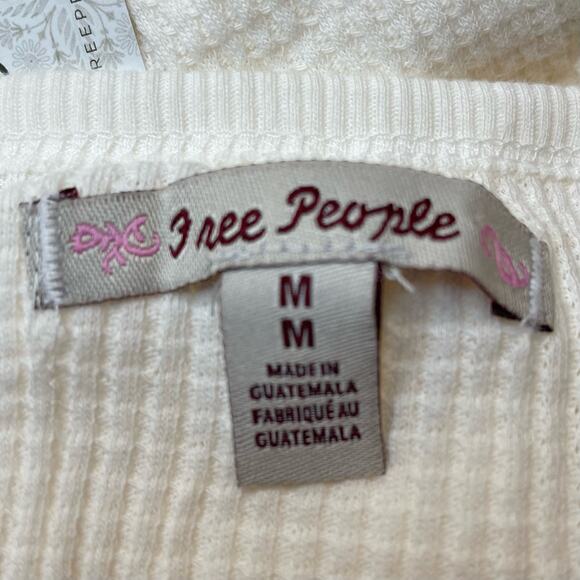 FREE PEOPLE NEW SANTA CLARA BOHO WESTERN COTTON WAFFLE THERMAL ALABASTER MEDIUM - Picture 8 of 11